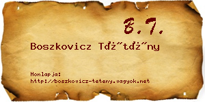 Boszkovicz Tétény névjegykártya